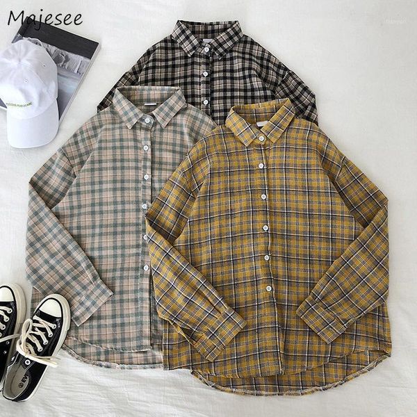 

shirts women plaid long sleeve retro daily classic ulzzang shirt womens bf loose fashion all-match teenages female new chic1, White