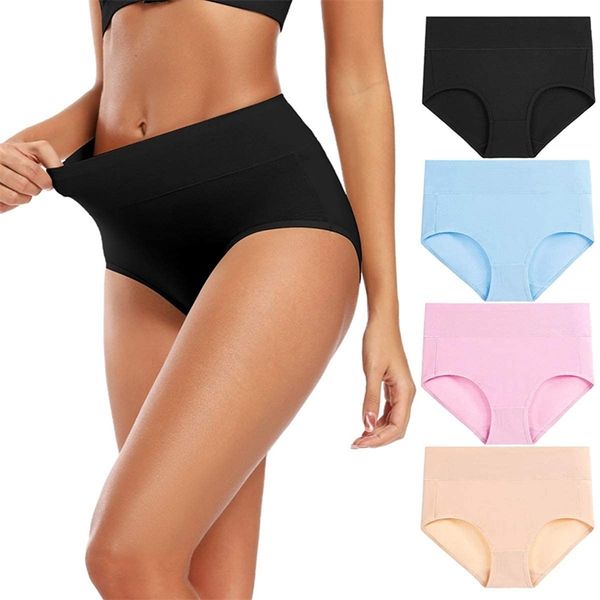 Intimo Donna Set Mutandine di cotone Lingerie elasticizzata morbida Slip traspirante Femminile Mutandine a copertura totale No Muffin Top 5 pezzi / lotto 201112