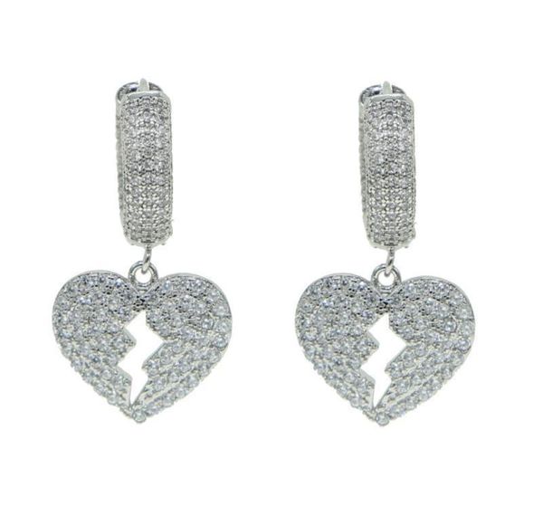 

new broken heart dangle charm hoop earrings for lady geometric hanging earrings female big modern jewelry oo jllmeb yummy_shop, Golden;silver