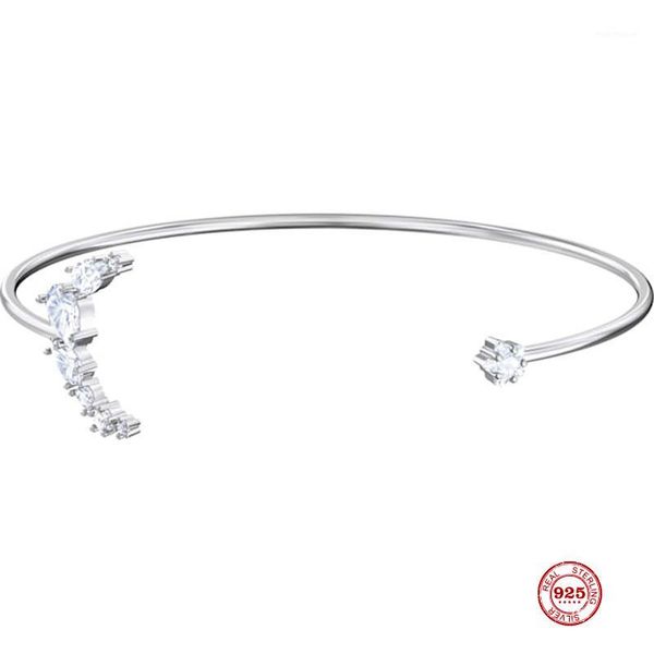 

bangle 2021 fashion charm pure 925 silver original copy, romantic starry exquisite opening bracelet female jewelry gifts1, Black