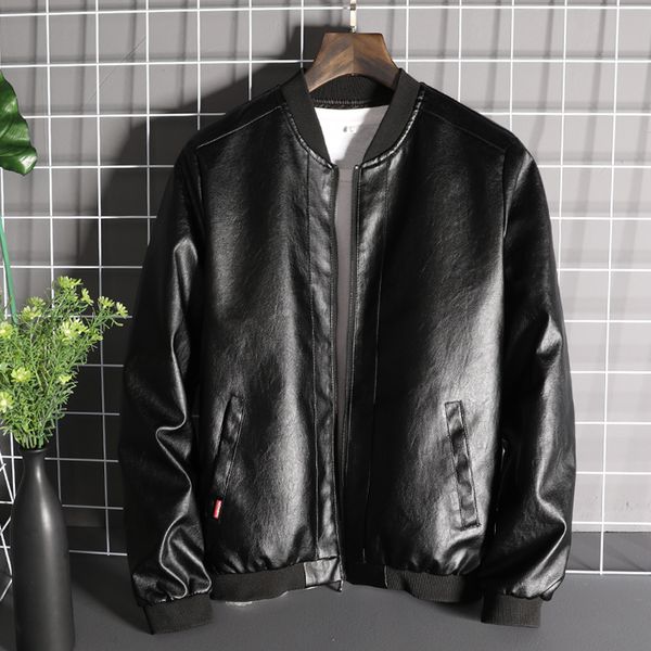 

woodvoice new men's leather jackets autumn casual motorcycle pu jacket biker leather coats brand clothing 201124, Black;brown