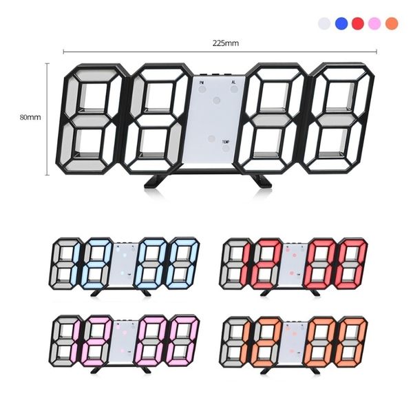 Relógio de alarme LED Carga USB eletrônica relógios digitais parede Horloge 3D Dijital Saat Decoração de casa mesa mesa de mesa relógio Y200407