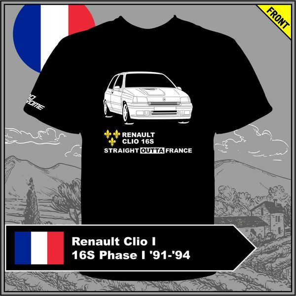 

t-shirt renault clio i 16s phase i 91-94 sport hooded sweatshirt hoodie