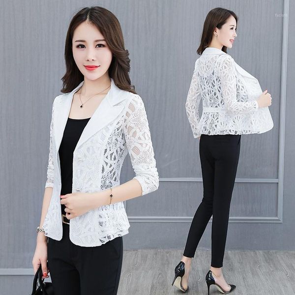 

spring summer lace blazer women plus size 4xl fashion thin small suit jacket women blazer mujer office coat short1, White;black
