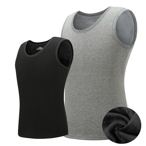 

men's warm vest, men's plus velvet thickened tight winter underwear, men's middle-aged and elderly base vest, White;black