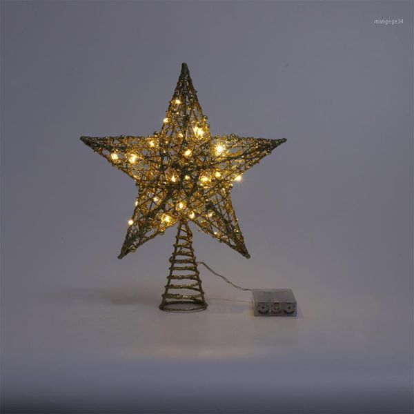 

1pc iron star tree er glitter star christmas holiday tree er 5 point festival treedecor for home party (with li1