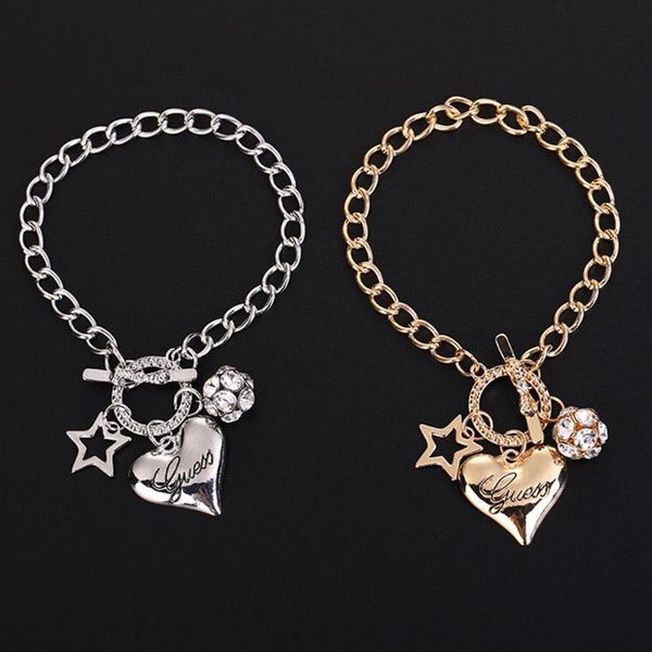 

charm bracelets baubles fashion bracelet with pendants for woman girl stainless steel wholesale 2021, Golden;silver