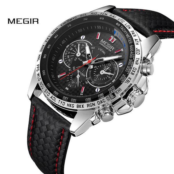 

megir men's watches brand luxury quartz watch men fashion casual luminous waterproof clock relogio masculino 1010 j190715, Silver