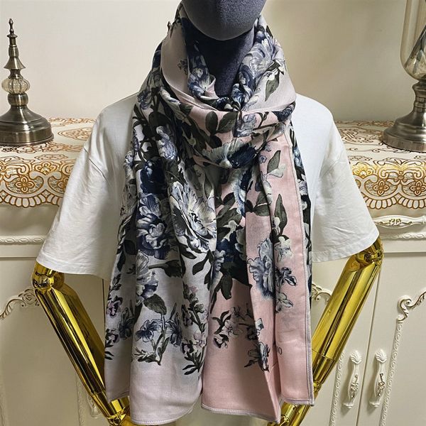 

women -62cm print sided quality flowers 190cm material double letters good pattern long scarves pashimna shawl for new size cashmere st gpfk, White;black