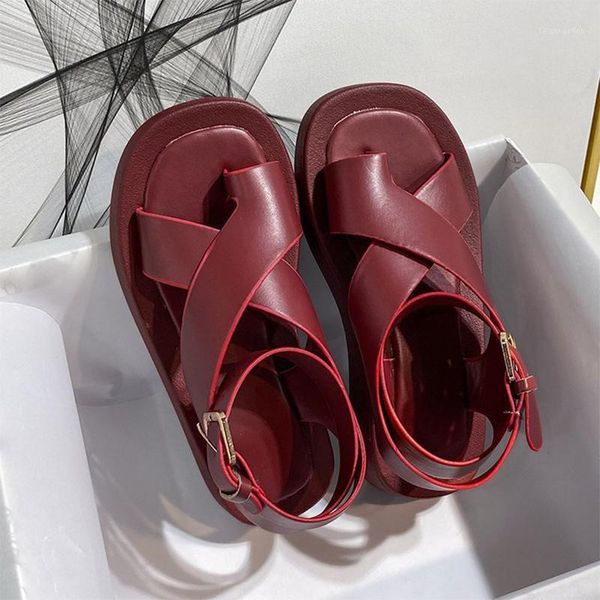 

sandals women's summer female flat big size shoes women ankle buckle sewing flip flops woman non-slip comfort 2021 shoes1, Black