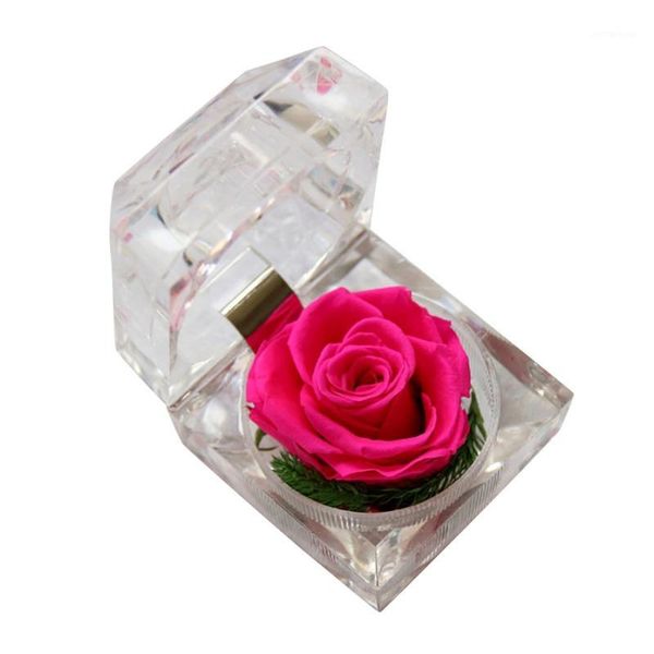 

gift wrap delicate everlasting rose flower propose ring storage case jewelry display box valentine's day birthday party decor box1