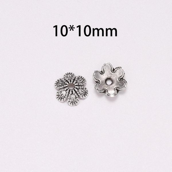 

50pcs lot 10mm 6 petals flower loose sparer apart flower end bead caps for diy jewelry making findings earrings h bbylpr, Silver