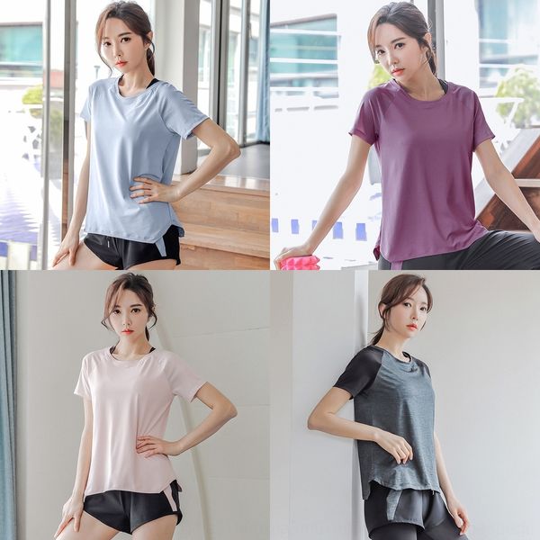 

0pgat net new loose yoga 2020 red gym quick dry large dress sleeve breathable crew neck sports t-shirt for short dresst-shirt dress women 3x, Gray
