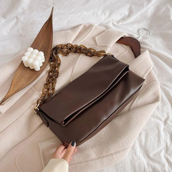 

shoulder bags 2021 women thick chain pu leather crossbody handbags and purses female travel luxury trending