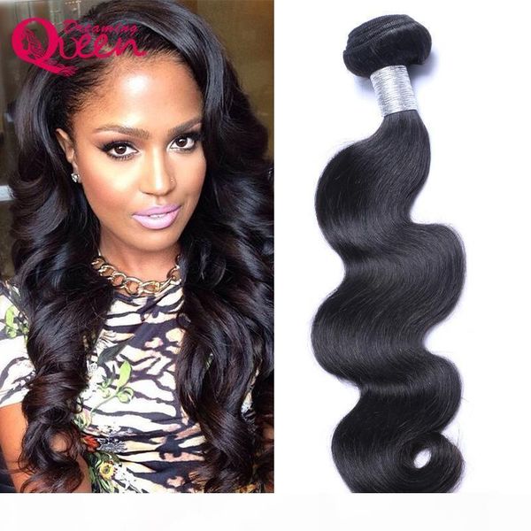 

brazilian human hair extensions malaysian peruvian mongolian cambodian unprocessed body wave hair 3 bundles dyeable hair weave, Black