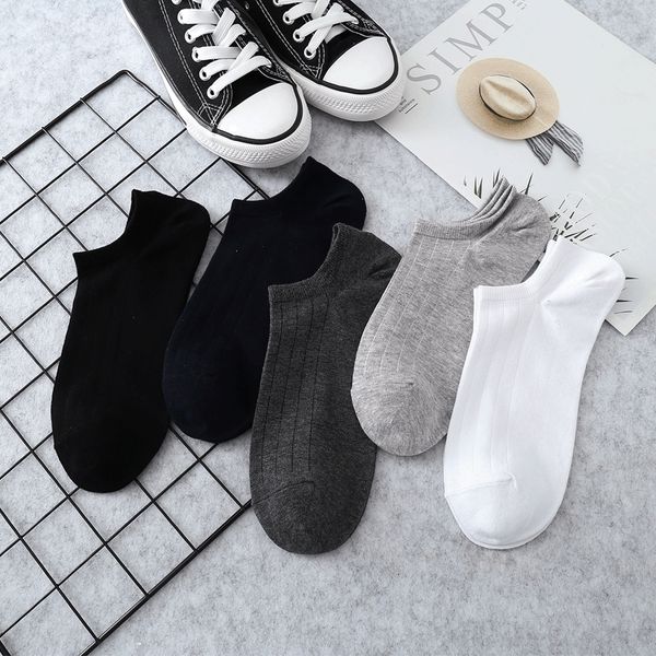 

wkcmr short k and di bang wa summer cotton socks summer new solid color imitation double needle dark stripe new men's socks low low-s, Black