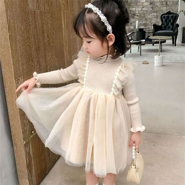 

and winter autumn girl's drs baby net red foreign sle children's personali fashion brand plush thickened knitting mh princs skirt, Red;yellow