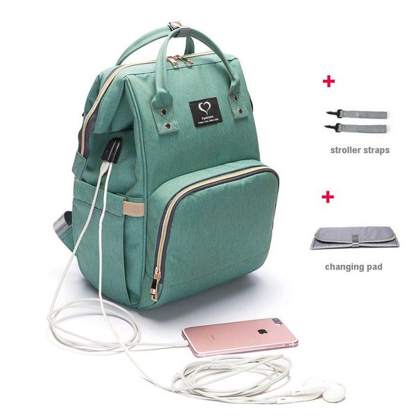 

fashion bag diaper bag backpack usb earphone interface nappy bag waterproof maternity travel designer nursing baby care stroller