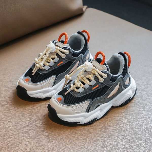 

children's boys' girls' 2021 sports spring casual new father's light flying mh face fashionable sho, Black