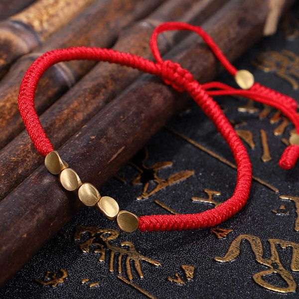 

handmade tibetan copper bead lucky rope bracelet for women men wax thread charm couple bracelets jewelry gifts, Golden;silver