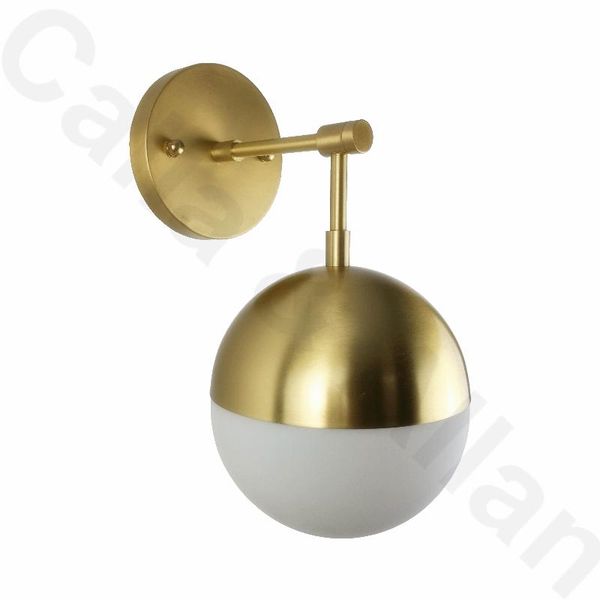 

wall lamp quality brass glass ball sconce copper arm fixture minimalist bedroom 3 colors living room indoor decoration