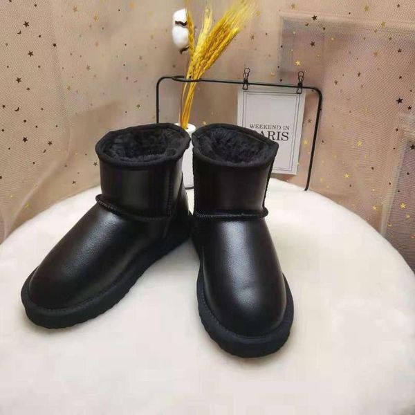 

2020 women 100% genuine cow skin leather snow boots snow boots warm winter shoes ankle, Black