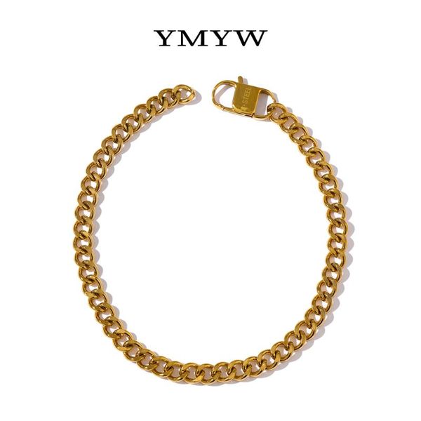 

yhpup stainless steel plated gold necklace 2021 bracelet statement creative texture heavy metal jewelry hip hop thick chain, Silver