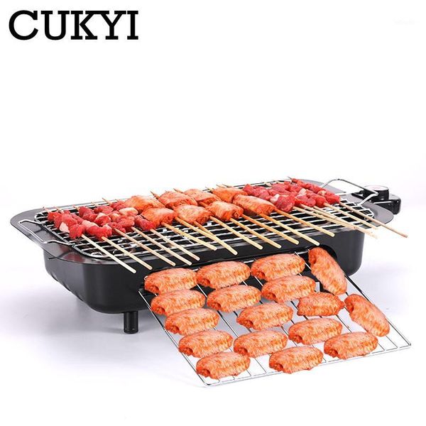 

camp kitchen cukyi 110v us plug 2 layer electric grill non-stick bbq machine smokeless stove electricity carbon dual purpose1