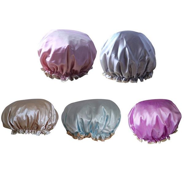 

new elastic shower caps waterproof shower cap for ladies girl hat hair bath spa salon shower h jllktr