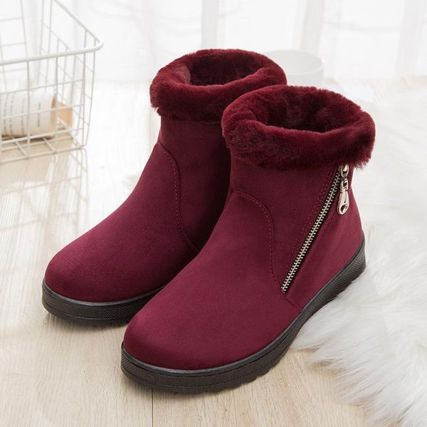 

women's snow boots non-slip thick warm ankle boots women fashion middle-aged mother's winter cottonb redheaven brand, Black