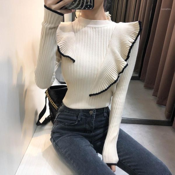 

women sweaters and pullovers real poncho 2020 hitz flounced western style irregular design pullover sweater slim female tide1, White;black