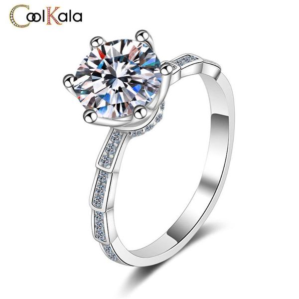 

wedding rings coolkala 1 carat selling bamboo six prong set zircon fashion flash ring, Slivery;golden