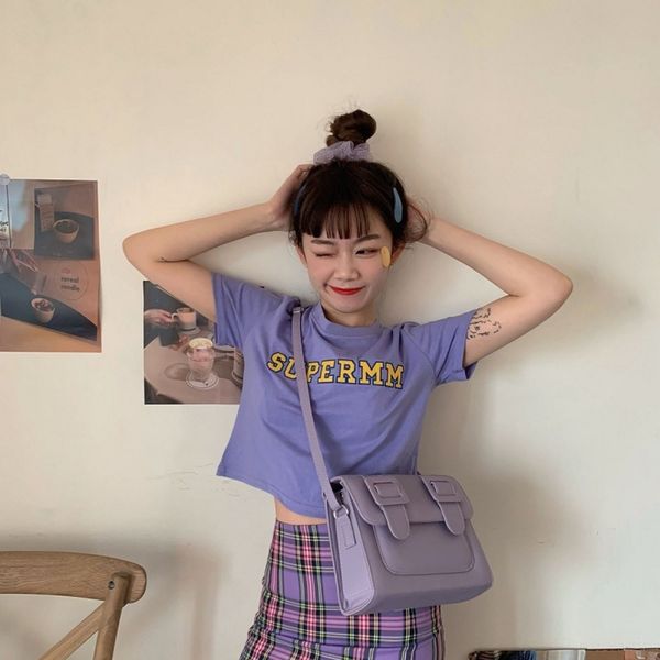 

vthfx cotton t-shirt summer new korean short short waist open navel coat 2020 high sleeve t-shirt slim students female cotton iexyv, White