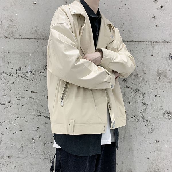 

2021 new privathinker artificial leather moto biker style jackets men casual vintage outerwear autumn new men's fashion ecyu, Black;brown