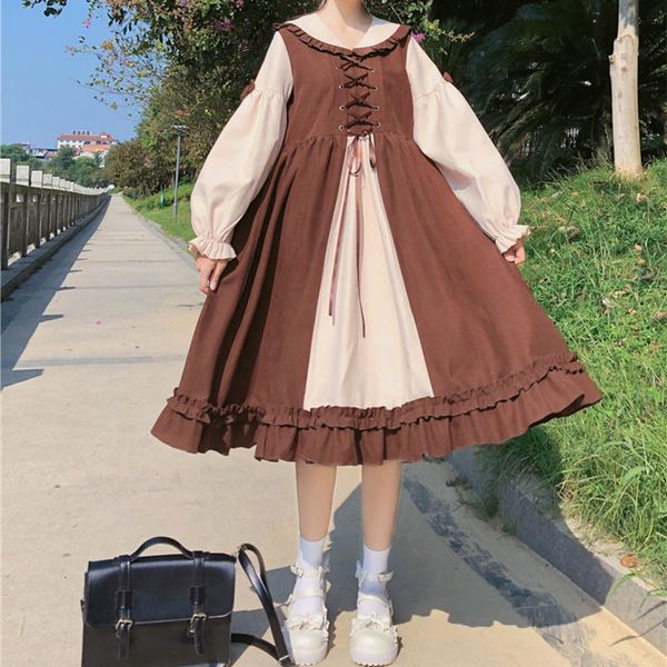 

new spring lolita womene elegant patchwork kawaii party streetwear japanese style sweet korean women 2021 hly8, Black;gray