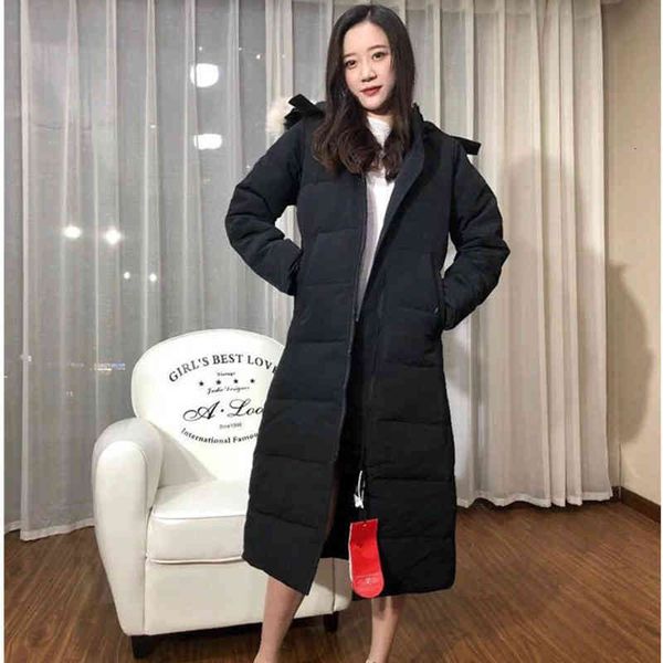 

women's down & parkas outdoor winter down jacket men's and women's slim super long parker thickened warm coat gt6x, Black