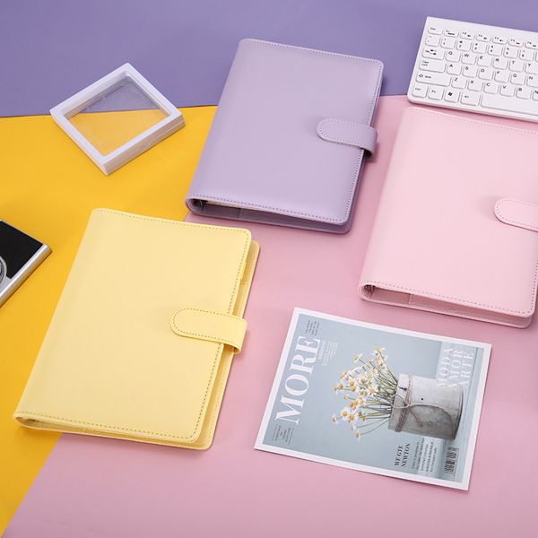 

a6 notebook binder loose leaf notebooks refillable 6 ring binder for a6 filler paper binder cover with magnetic buckle closure 18 l2, Purple;pink