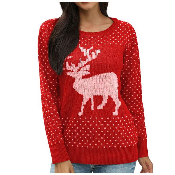 

none women clothing winter sweater regular fashion casual acrylic women sweater full white deers standard knitted size s-xl, White;black