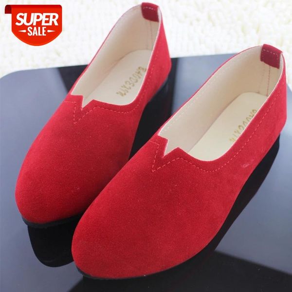 

women's spring korean candy-colored flat suede women's singles shoes fashion grandma shoes large size flat #iq0e