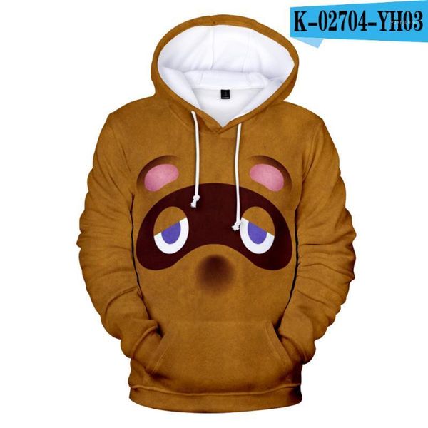 

2020 animal crossing 3d hoodies men / women sweatshirt harajuku boy / girl hooded spring autumn pullovers sportswear cute bear1, Black