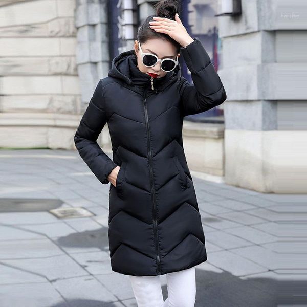 

parka women 2020 winter jacket women coats hooded coats female parka thick cotton padded lining winter female size s-4xl1, Black