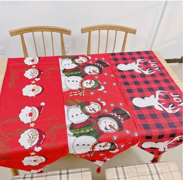 

a-christmas cloth yarn-dyed flag santa cushion banquet home cover embroidered xmas table decoration covers owf847