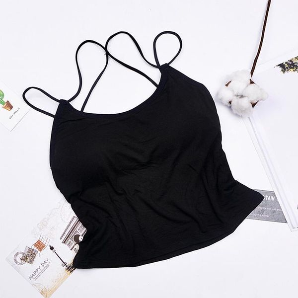 

women tanks crop seamless underwear female crop lingerie intimates with removable padded camisole femme fashion1, Black;white