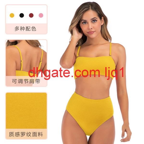 

2020 new swimsuit split swimsuit women bikini high waist size swimsuit women, White;black