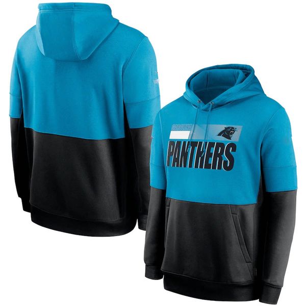 

men women youth carolina panthers hoodie sideline impact lockup performance sideline nfl therma pullover hoodie, Blue;black