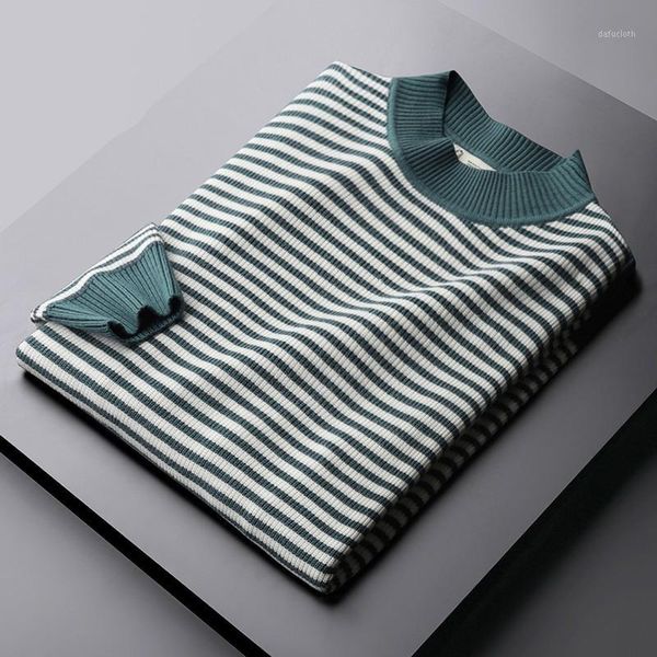 

new half turtleneck sweater male round collar autumn winter stripe mens sweaters slim fit sweater man 3xl1, White;black