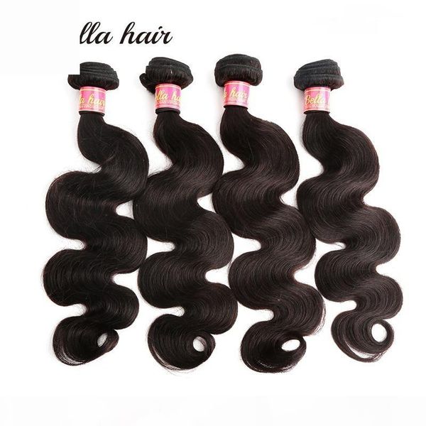 

100% indian human hair extension natural color body wave 4pcs lot mix length 8~30inch hair weaves bella hair ing, Black