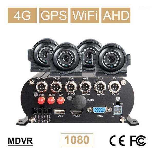 

wireless camera kits 4ch 4g gps wifi ahd car mobile dvr kits+ 4pcs front/back outdoor metal ,2tb hard disk 256g sd vehcile video recorder1