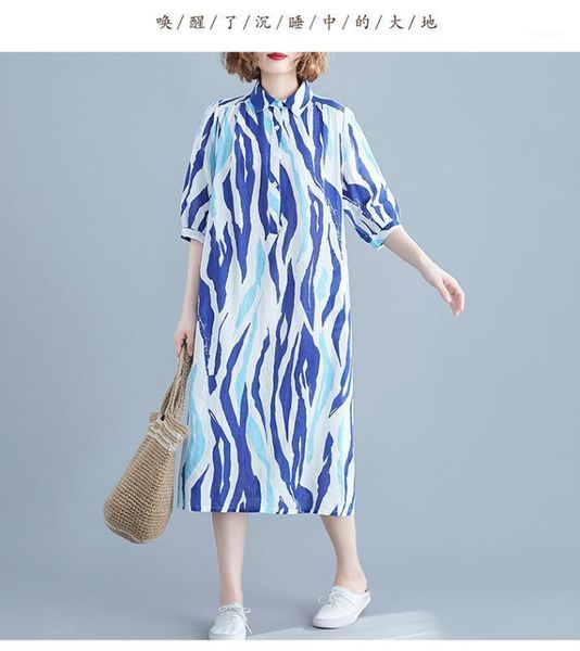 

p ammy 2020 summer new printed shirt dress spring summer clothing fashion women patchwork loose blouse dress1, White