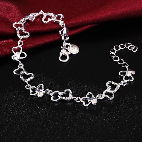 

beautiful gorgeous women bracelet heart lovely crystal chain fashion wedding party silver cute lady nice bracelet jewelry lh007 h sqclyx, Black